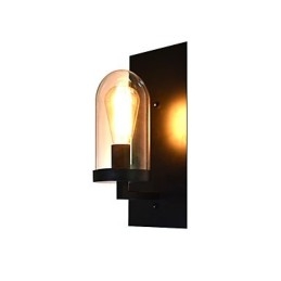 Applique da parete in metallo verniciato nero, retrò, stile rustico/classico, 1 lampadina E27