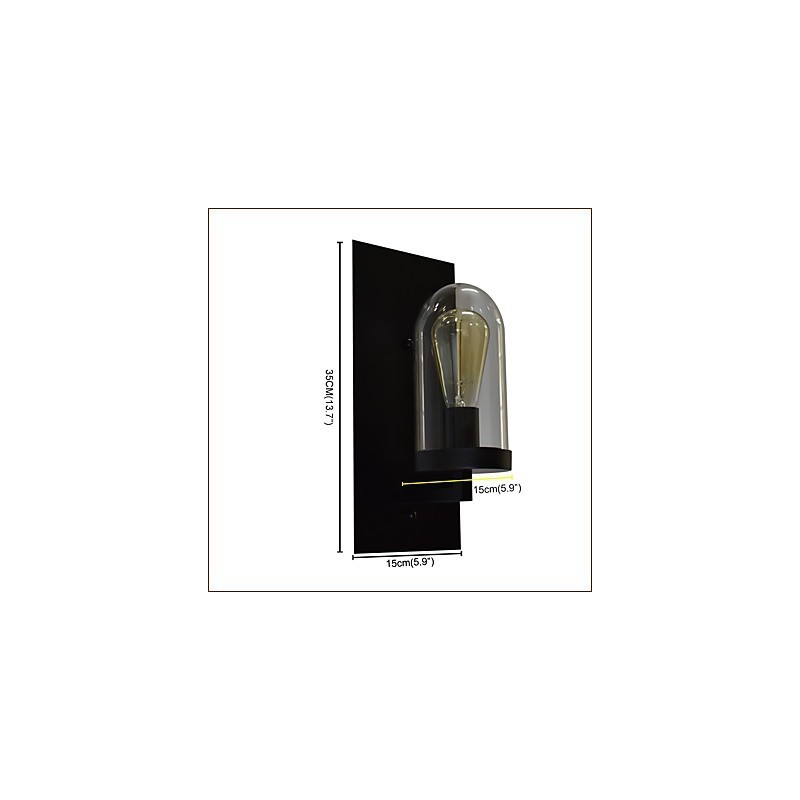 Applique da parete in metallo verniciato nero, retrò, stile rustico/classico, 1 lampadina E27