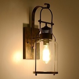 Applique da parete industriale retrò loft 1 luce in vetro trasparente