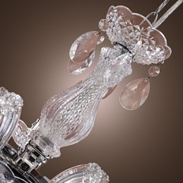 Lampadario a sospensione classico cromato in acrilico trasparente, 1 luce