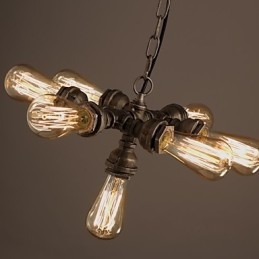 Lampadario a sospensione retrò industriale americano a 7 luci in tubi dell'acqua