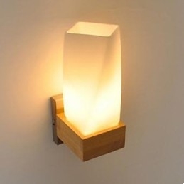 Applique da parete in legno massello e vetro, stile nordico, 70 cm