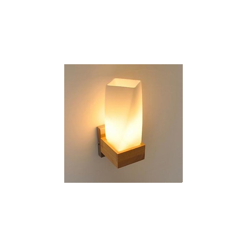 Applique da parete in legno massello e vetro, stile nordico, 70 cm