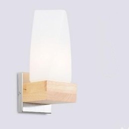 Applique da parete in legno massello e vetro, stile nordico, 70 cm