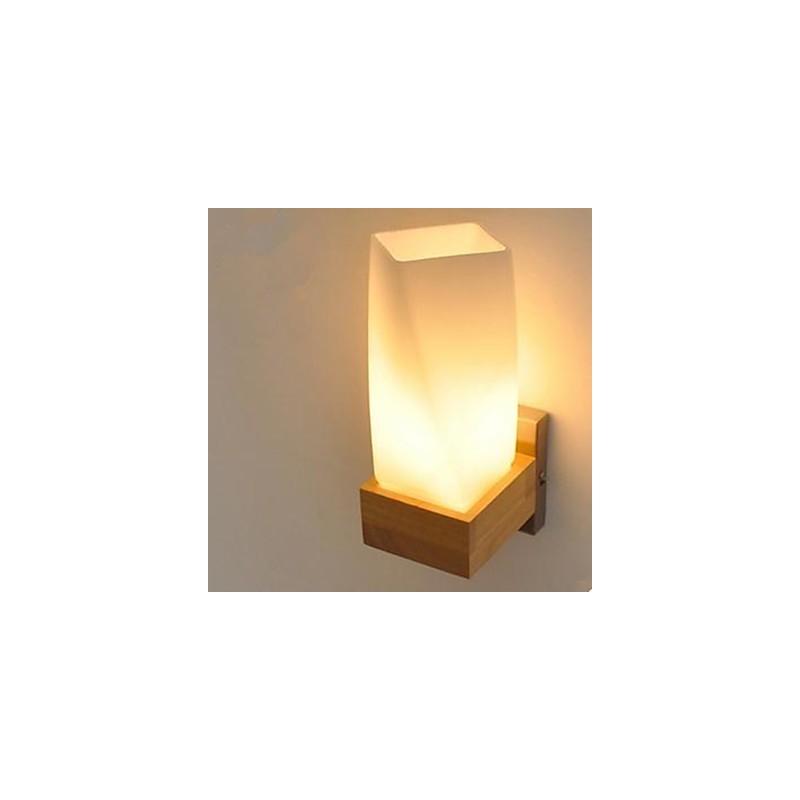 Applique da parete in legno massello e vetro, stile nordico, 70 cm