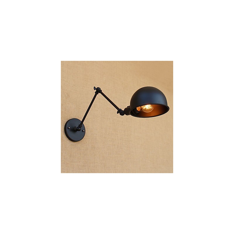 Applique da parete country retrò con braccio oscillante mini, protezione occhi, verniciata