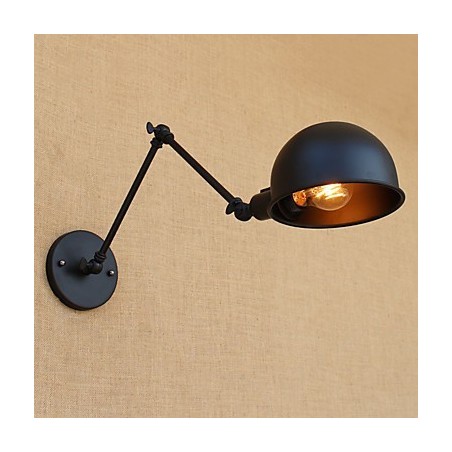 Applique da parete country retrò con braccio oscillante mini, protezione occhi, verniciata