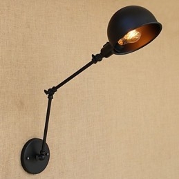 Applique da parete country retrò con braccio oscillante mini, protezione occhi, verniciata