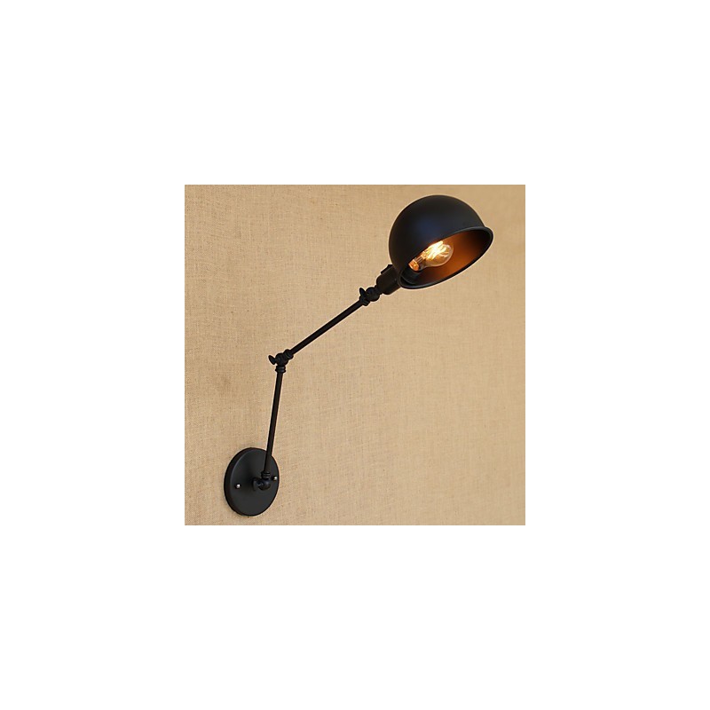 Applique da parete country retrò con braccio oscillante mini, protezione occhi, verniciata