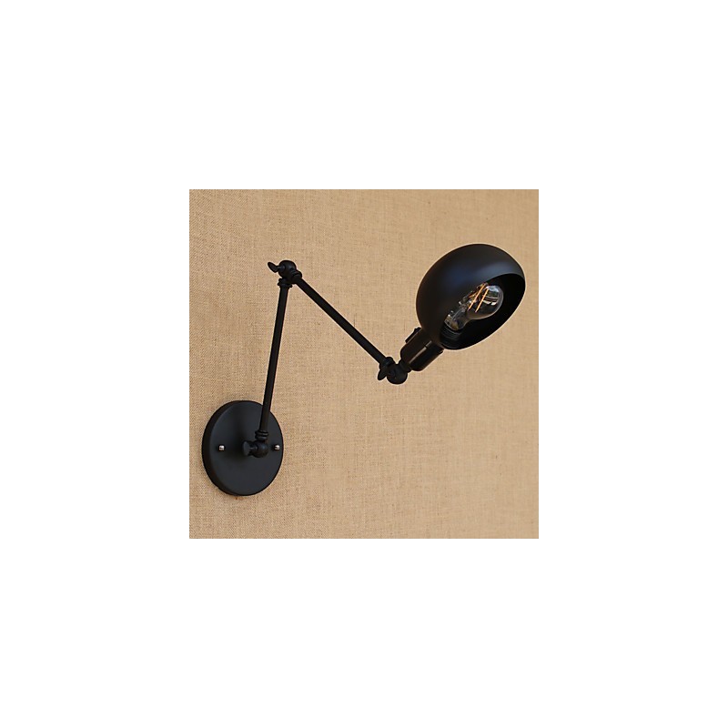 Applique da parete country retrò con braccio oscillante mini, protezione occhi, verniciata