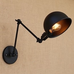 Applique da parete country retrò con braccio oscillante mini, protezione occhi, verniciata