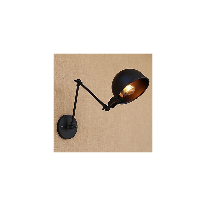 Applique da parete country retrò con braccio oscillante mini, protezione occhi, verniciata