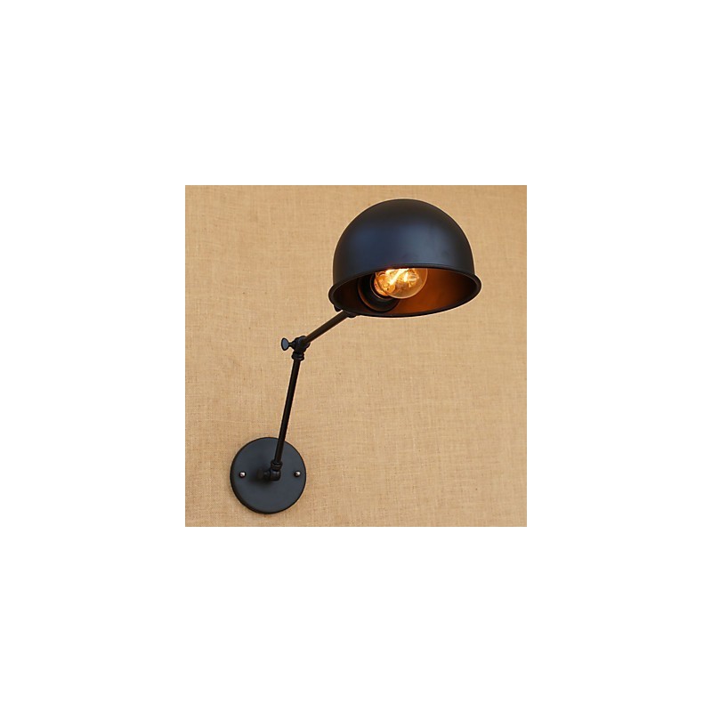 Applique da parete country retrò con braccio oscillante mini, protezione occhi, verniciata