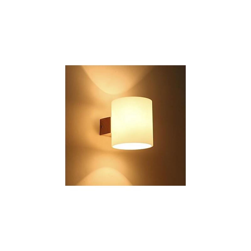 Applique da parete moderna contemporanea in vetro e legno/bambù, E27, 12 cm