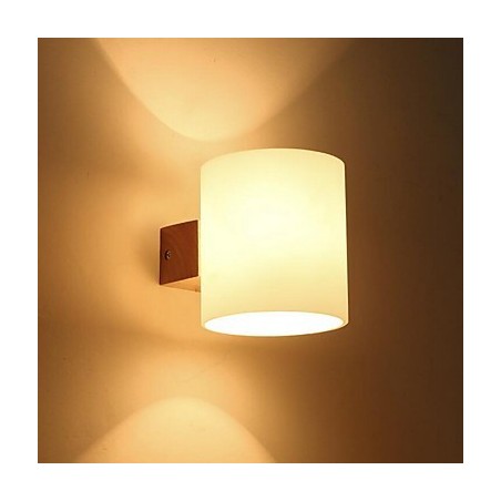 Applique da parete moderna contemporanea in vetro e legno/bambù, E27, 12 cm