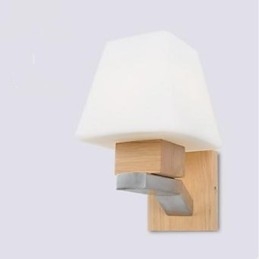 Applique da parete in legno/bambù con paralume in vetro E26/E27 24 cm