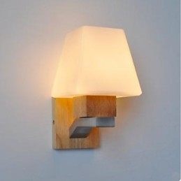 Applique da parete in legno/bambù con paralume in vetro E26/E27 24 cm
