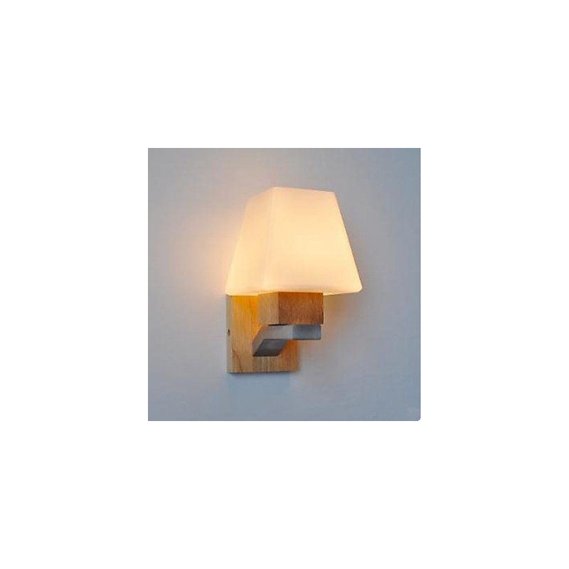 Applique da parete in legno/bambù con paralume in vetro E26/E27 24 cm