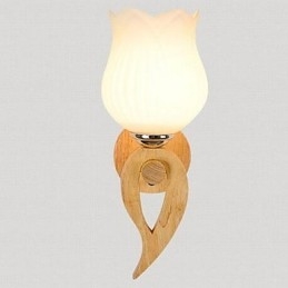 Applique da parete moderna contemporanea uplight in vetro e legno/bambù E27