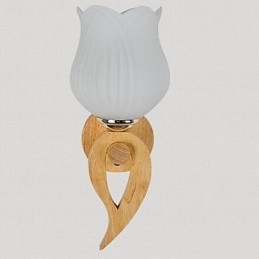 Applique da parete moderna contemporanea uplight in vetro e legno/bambù E27
