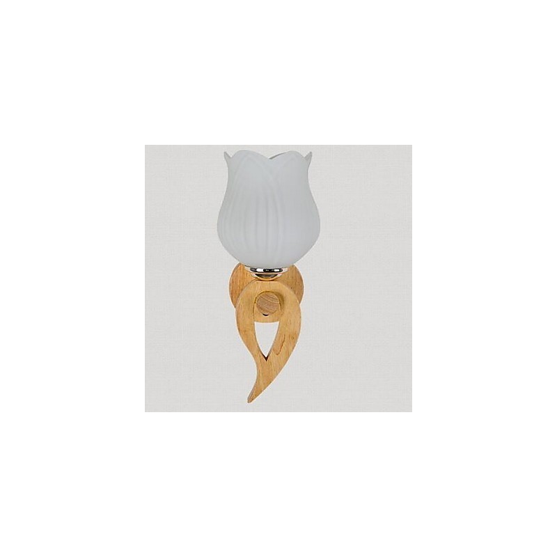 Applique da parete moderna contemporanea uplight in vetro e legno/bambù E27