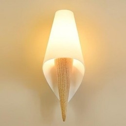 Applique da parete uplight moderno contemporaneo in vetro e legno/bambù E27 33 cm