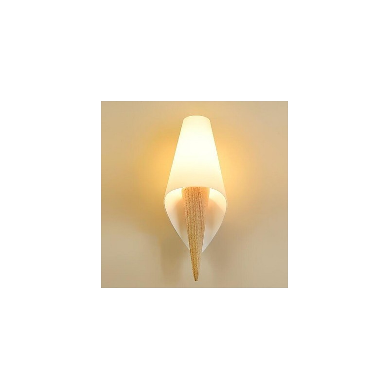 Applique da parete uplight moderno contemporaneo in vetro e legno/bambù E27 33 cm
