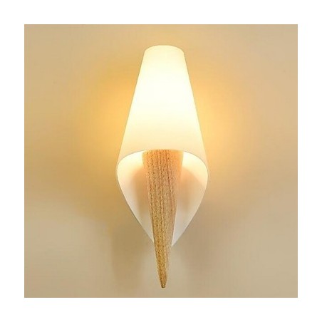 Applique da parete uplight moderno contemporaneo in vetro e legno/bambù E27 33 cm