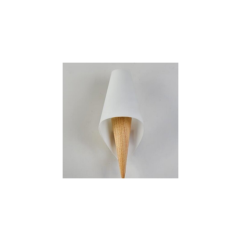 Applique da parete uplight moderno contemporaneo in vetro e legno/bambù E27 33 cm