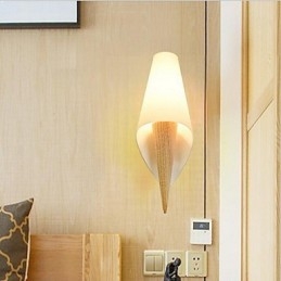 Applique da parete uplight moderno contemporaneo in vetro e legno/bambù E27 33 cm