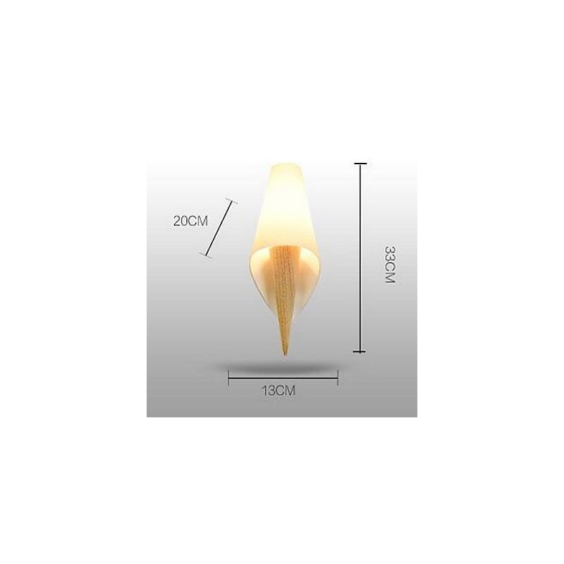 Applique da parete uplight moderno contemporaneo in vetro e legno/bambù E27 33 cm