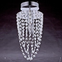 Plafoniera a filo 1 luce in cristallo e acciaio inox placcato cromo