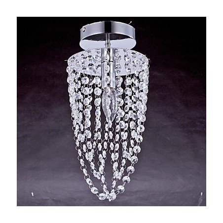 Plafoniera a filo 1 luce in cristallo e acciaio inox placcato cromo