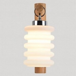 Applique da parete moderna contemporanea uplight in vetro e legno/bambù E27