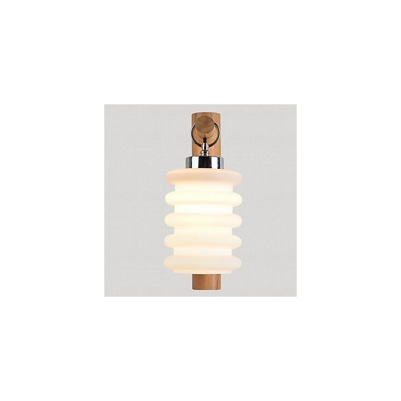 Applique da parete moderna contemporanea uplight in vetro e legno/bambù E27