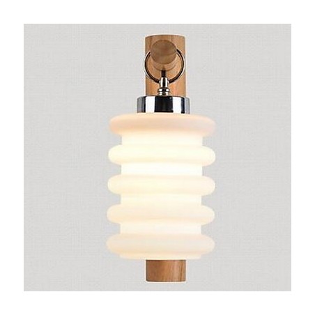 Applique da parete moderna contemporanea uplight in vetro e legno/bambù E27