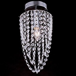 Plafoniera a filo 1 luce in cristallo e acciaio inox placcato cromo