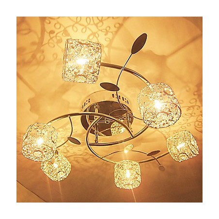 Plafoniera a filo moderna contemporanea in cristallo argentata 52 x 52 x 13 cm 8 lampadine G4