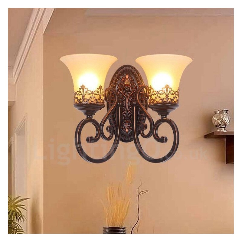 Applique da parete rustica in metallo con LED integrato 31 x 46 x 24 cm