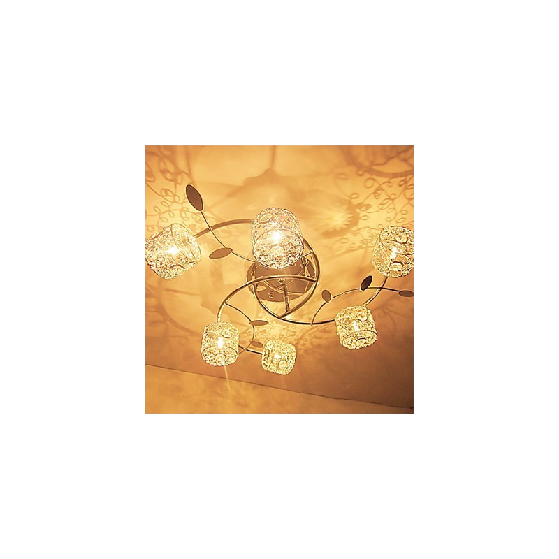 Plafoniera a filo moderna contemporanea in cristallo argentata 52 x 52 x 13 cm 8 lampadine G4