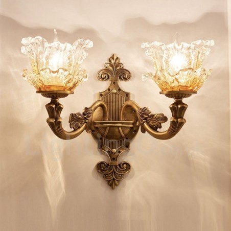 Applique da parete per interni in metallo classica a 2 luci LED integrato 40x40 cm