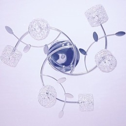 Plafoniera a filo moderna contemporanea in cristallo argentata 52 x 52 x 13 cm 8 lampadine G4
