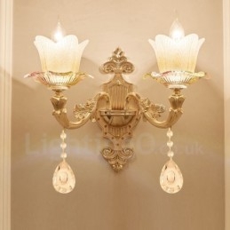Applique da parete classica in metallo a 2 luci 40x40 cm con LED integrato