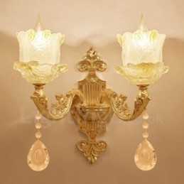 Applique da parete per interni tradizionale classica in metallo a 2 luci LED integrato 40x40 cm
