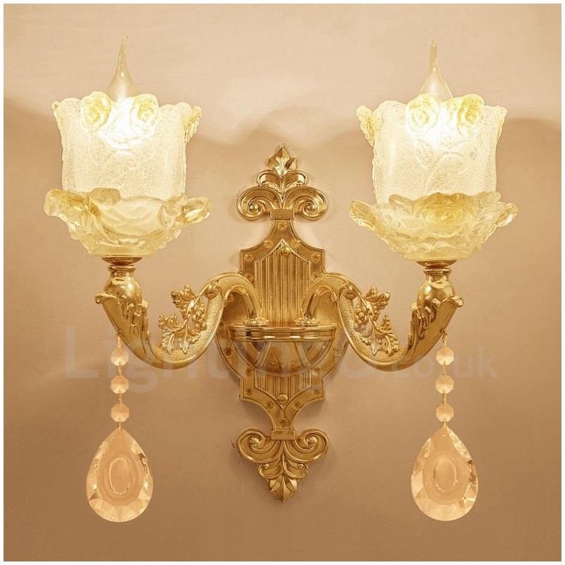 Applique da parete per interni tradizionale classica in metallo a 2 luci LED integrato 40x40 cm