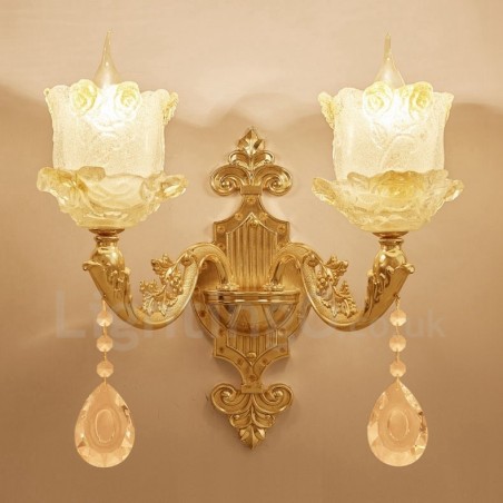 Applique da parete per interni tradizionale classica in metallo a 2 luci LED integrato 40x40 cm