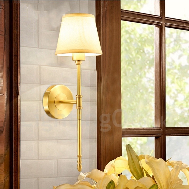 Applique da parete per interni classica in rame a luce singola 54 x 19 cm