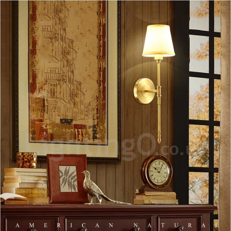 Applique da parete per interni classica in rame a luce singola 54 x 19 cm