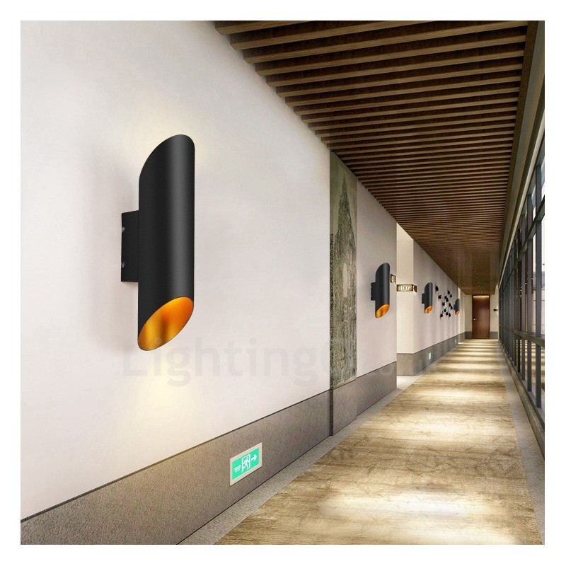 Applique da parete a filo moderna e contemporanea in alluminio nero/oro 40 cm