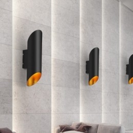 Applique da parete a filo moderna e contemporanea in alluminio nero/oro 40 cm